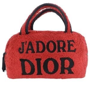 Christian Dior Jadore Dior Red & Black Terry Towel Boston Bag
